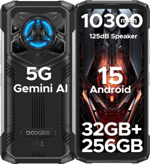 DOOGEE Blade 20 Play Telefoon Draagbare Incassable 5G 32GB + 256GB, 10300mAh / 33W, Smartphone 125dB Luidsprekers Effect Lumière LED Android 15,Zilver