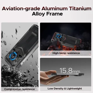 DOOGEE Blade 20 Play Telefoon Draagbare Incassable 5G 32GB + 256GB, 10300mAh / 33W, Smartphone 125dB Luidsprekers Effect Lumière LED Android 15,Zilver