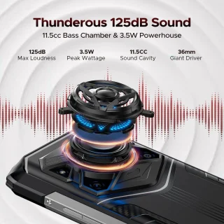 DOOGEE Blade 20 Play Telefoon Draagbare Incassable 5G 32GB + 256GB, 10300mAh / 33W, Smartphone 125dB Luidsprekers Effect Lumière LED Android 15,Zilver