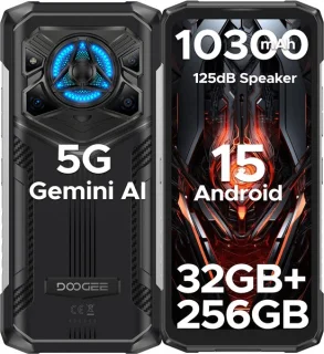 DOOGEE Blade 20 Play Telefoon Draagbare Incassable 5G 32GB + 256GB, 10300mAh / 33W, Smartphone 125dB Luidsprekers Effect Lumière LED Android 15,Zilver