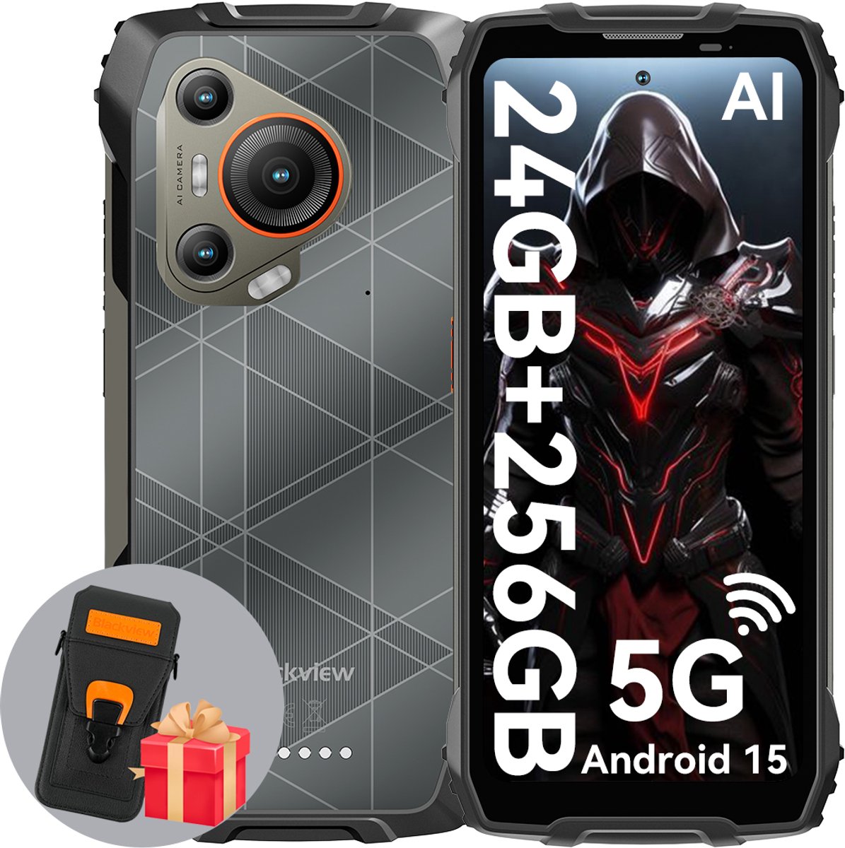 De Blackview BL7000 5G Outdoor Smartphone 24GB 256GB Dual SIM Zwart in één oogopslag