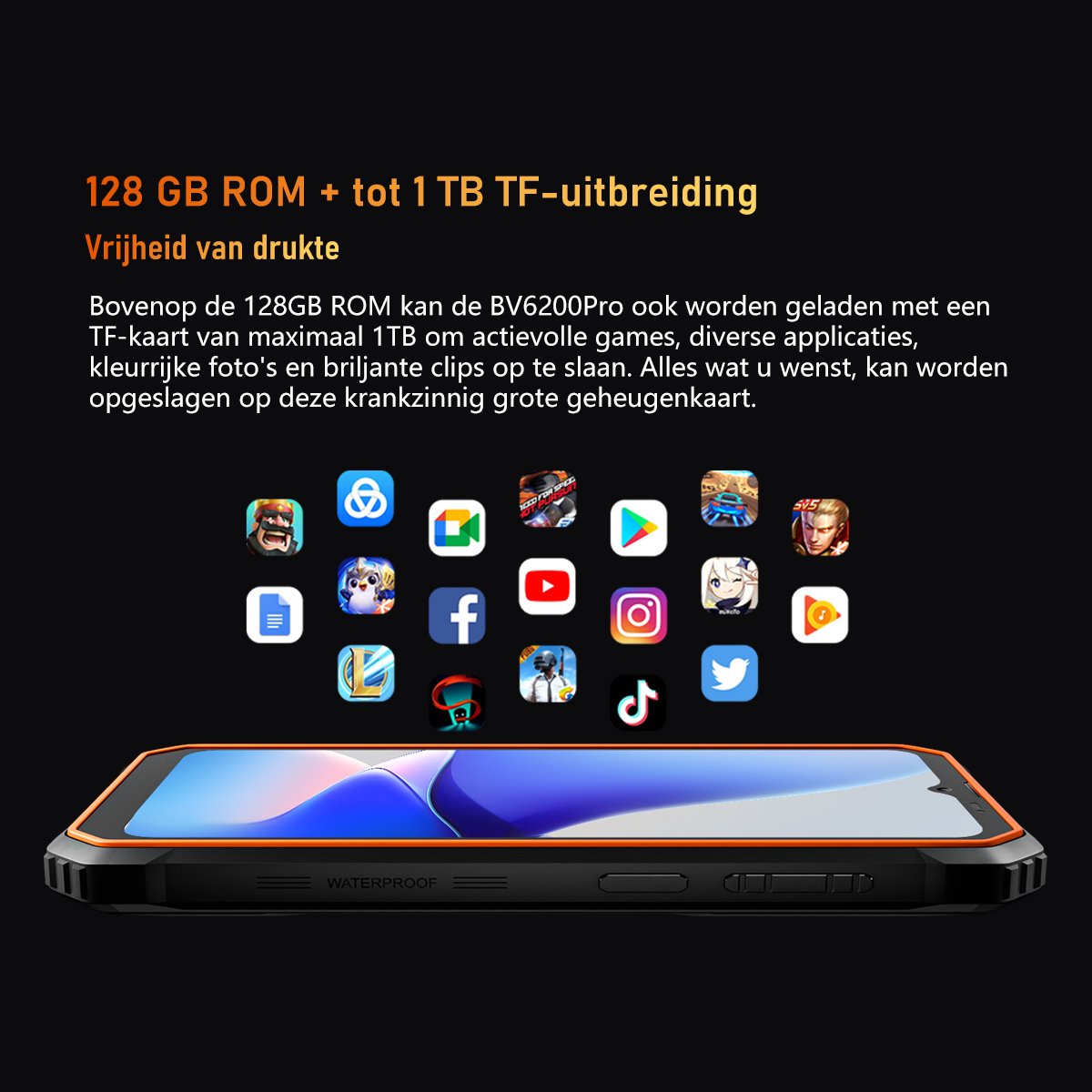 Blackview BV6200 Pro Robuuste Smartphone 18GB RAM 128GB Oranje