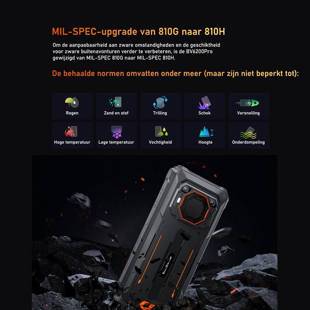 Blackview BV6200 Pro Robuuste Smartphone 18GB RAM 128GB Oranje