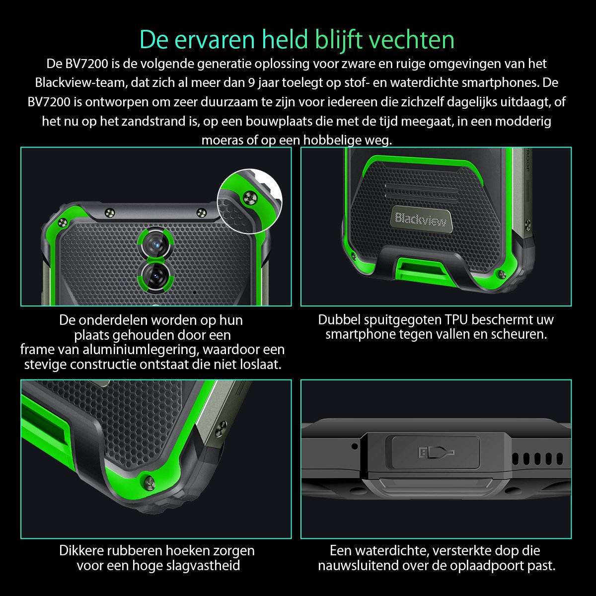 Blackview BV7200 Robuuste Smartphone 10GB 128GB Groen