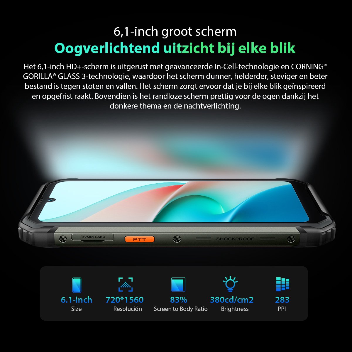 Blackview BV7200 Robuuste Smartphone 10GB 128GB Groen