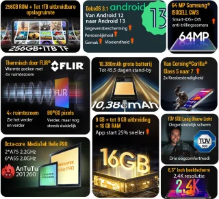 Blackview BV8900 Robuuste Smartphone 16GB 256GB Oranje