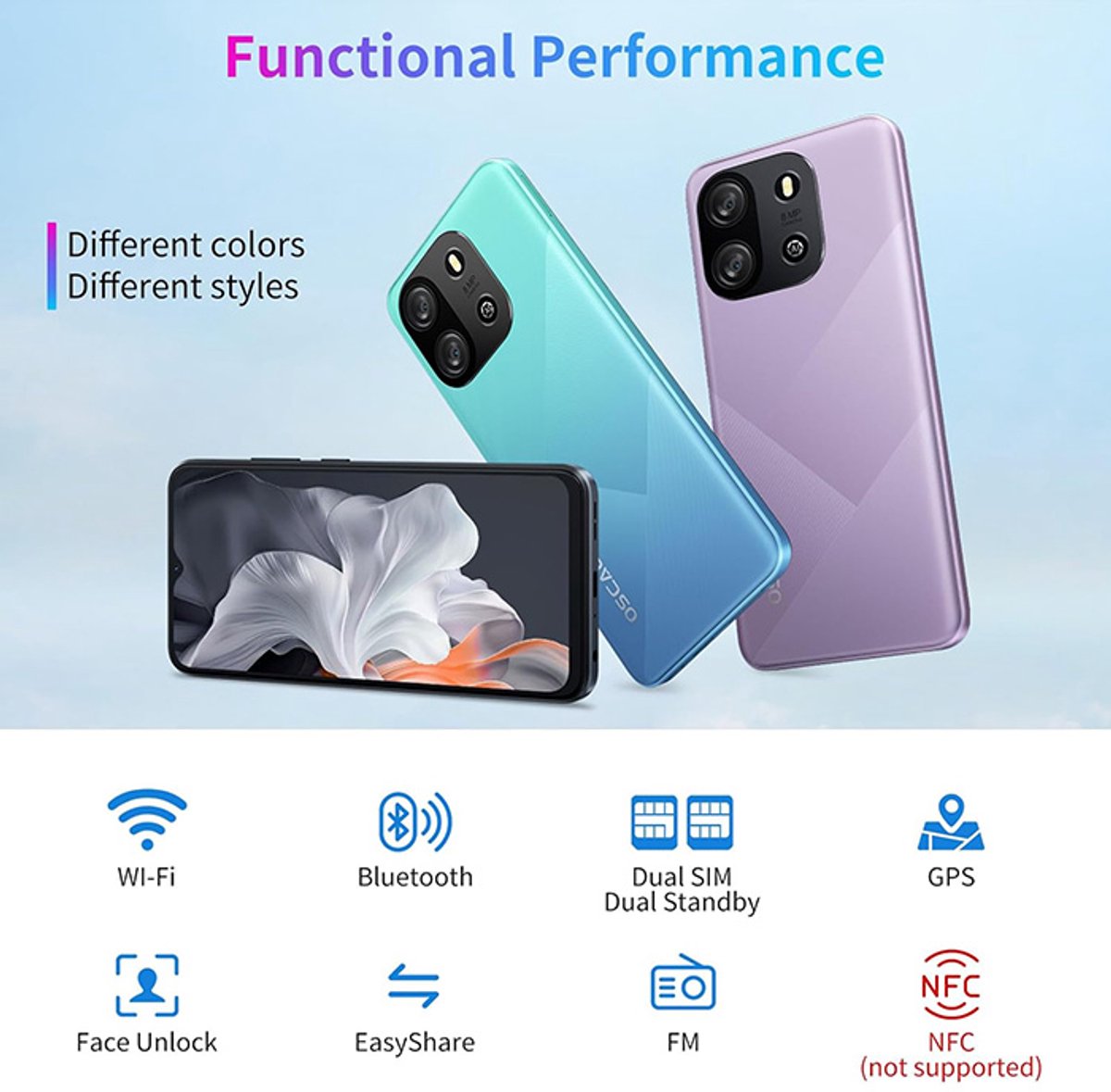 Blackview Oscal Flat 1C Smartphone Moonshade Black 4GB 32GB