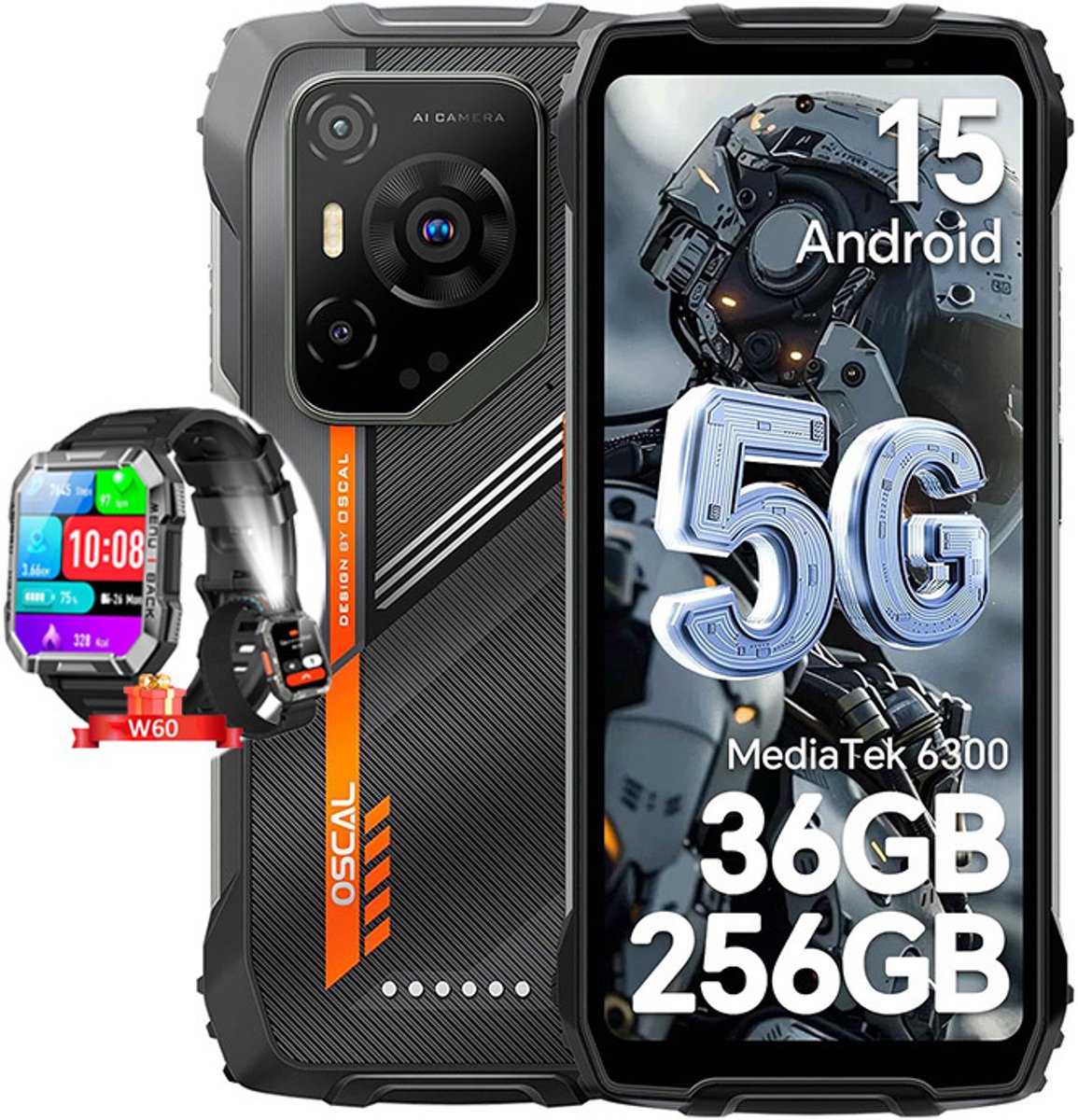 Blackview Oscal Pilot 3 5G Smartphone 36GB RAM 256GB Zwart