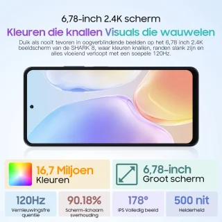 Blackview SHARK 8 Smartphone 16GB RAM 256GB Blauw