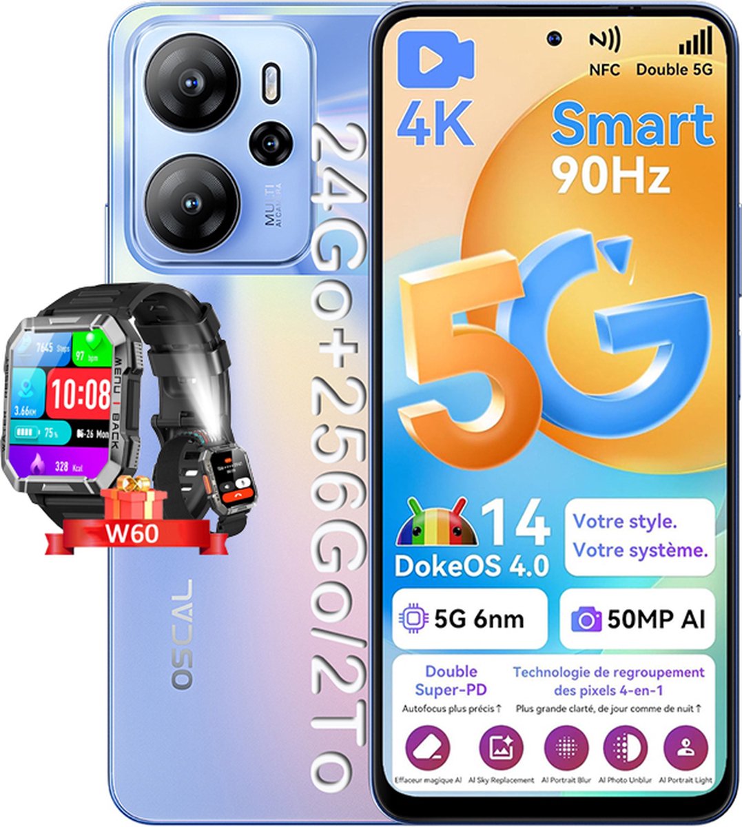 Blackview Tiger 13 5G Smartphone 24GB+256GB Blauw