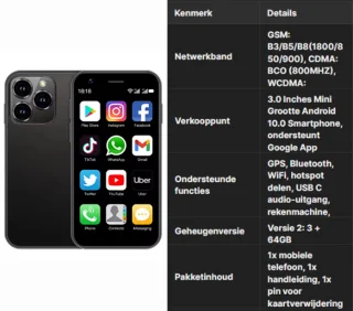 MINI Smartphone 2025 Android 3.0 64GB