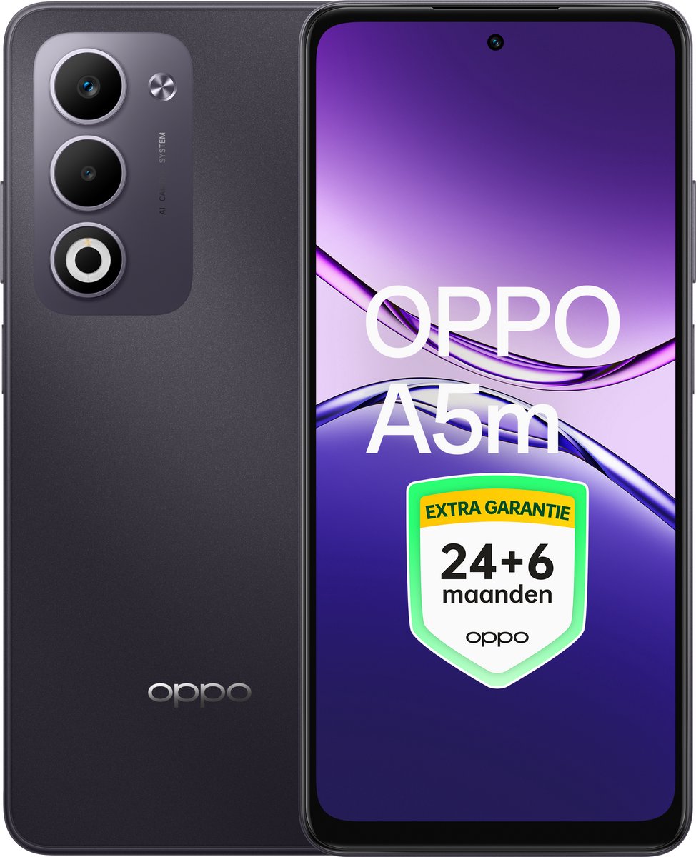 De OPPO A5m 8GB 256GB Dark Purple in één oogopslag