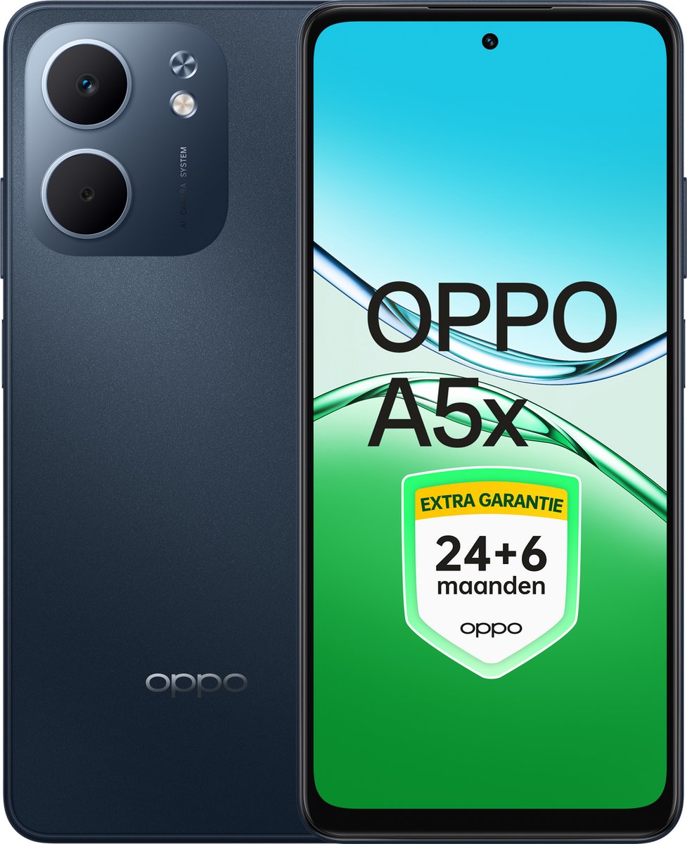 De OPPO A5x 4GB 128GB Black Blue in één oogopslag