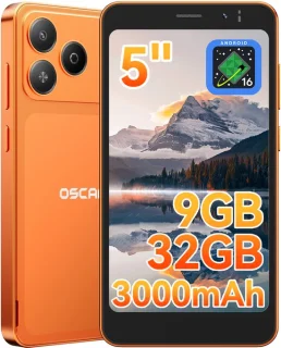 OSCAL FLAT 3C Mini Smartphone - 4G AI - DUAL SIM - 12GB RAM - 32GB ROM - Android 16GO Telefoon - 5 inch - 3000mAh - 2MP+5MP - GPS - Oranje