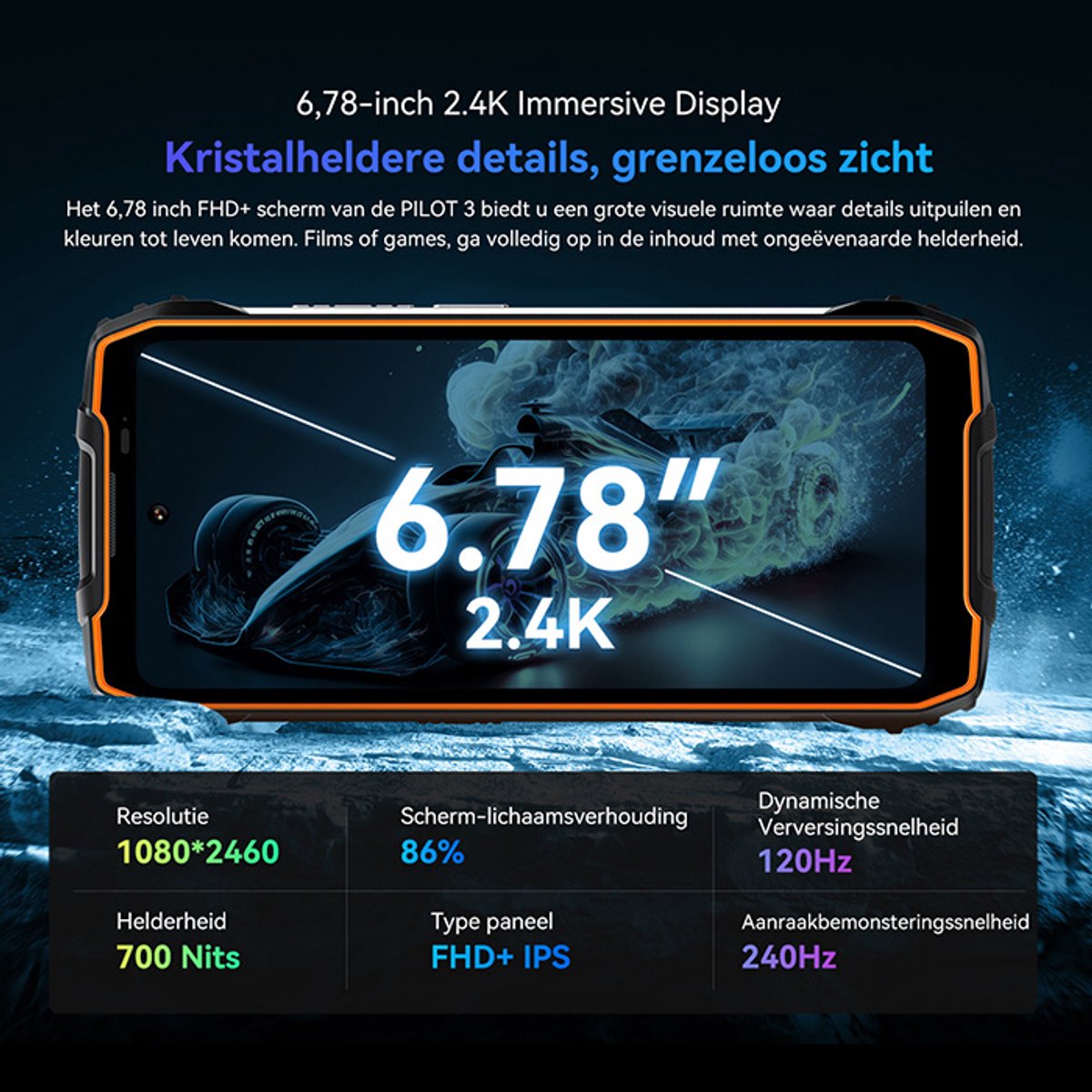 Oscal PILOT 3 AI Robuuste Smartphone 36GB 256GB Oranje + Blackview Airbuds 60