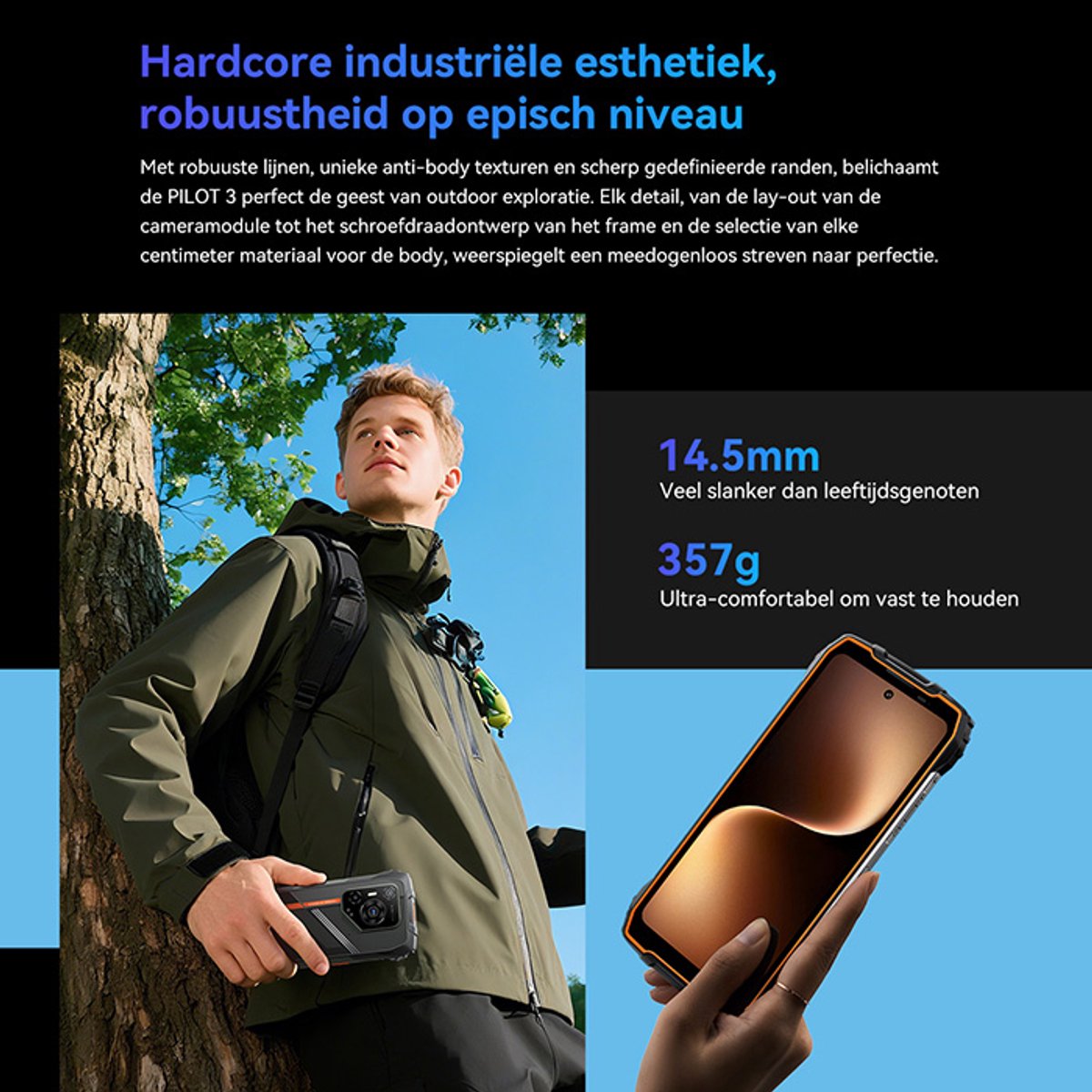 Oscal PILOT 3 AI Robuuste Smartphone 36GB 256GB Oranje + Blackview Airbuds 60