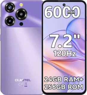 Oukitel C69 smartphone 24GB RAM 256GB ROM 7.2 inch HD 6000 mAh batterij Android 15
