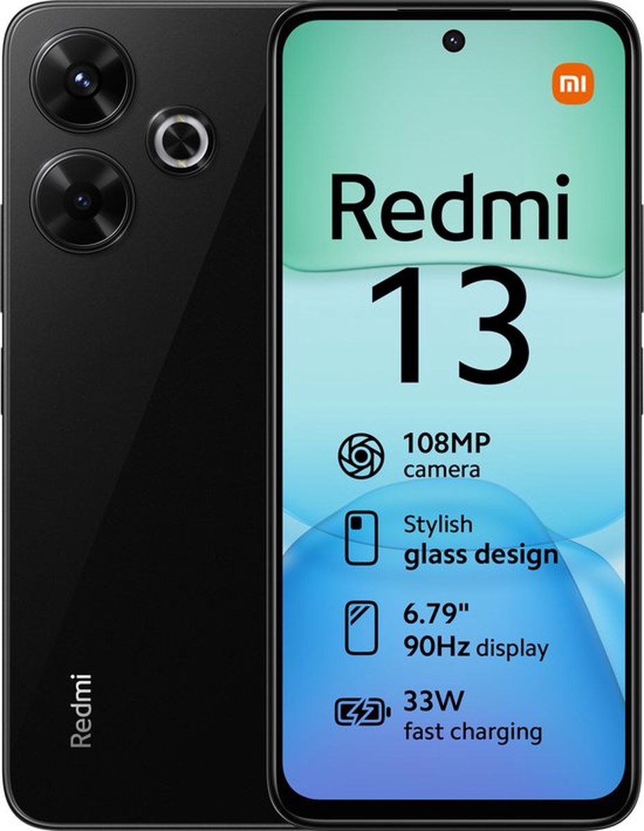 De Xiaomi Redmi 13 6GB 128GB Midnight Zwart in één oogopslag