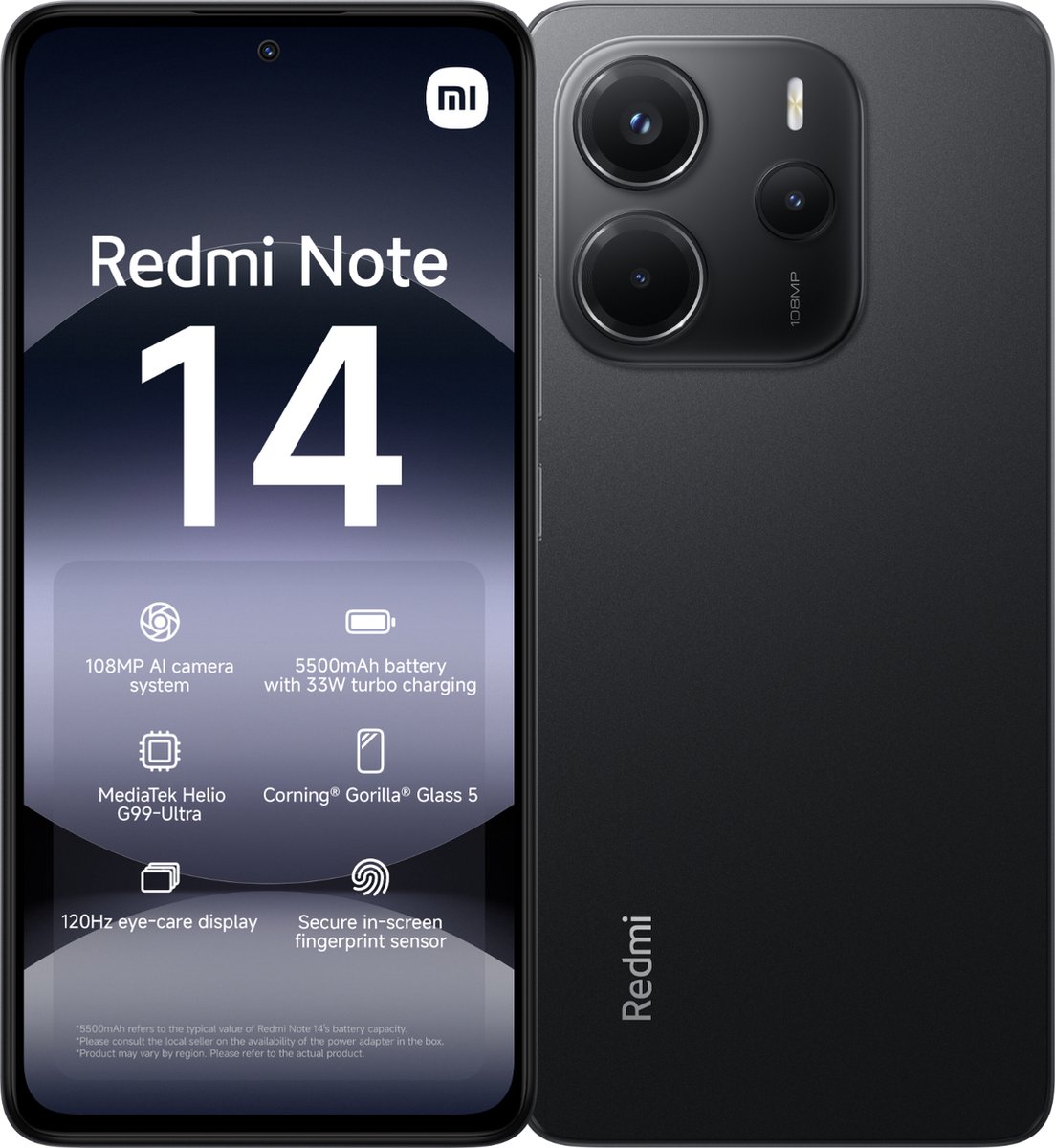 De Xiaomi Redmi Note 14 6GB 128GB Midnight Zwart in één oogopslag