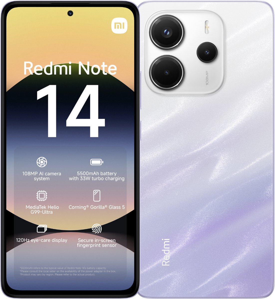 De Xiaomi Redmi Note 14 6GB 128GB Mist Paars in één oogopslag