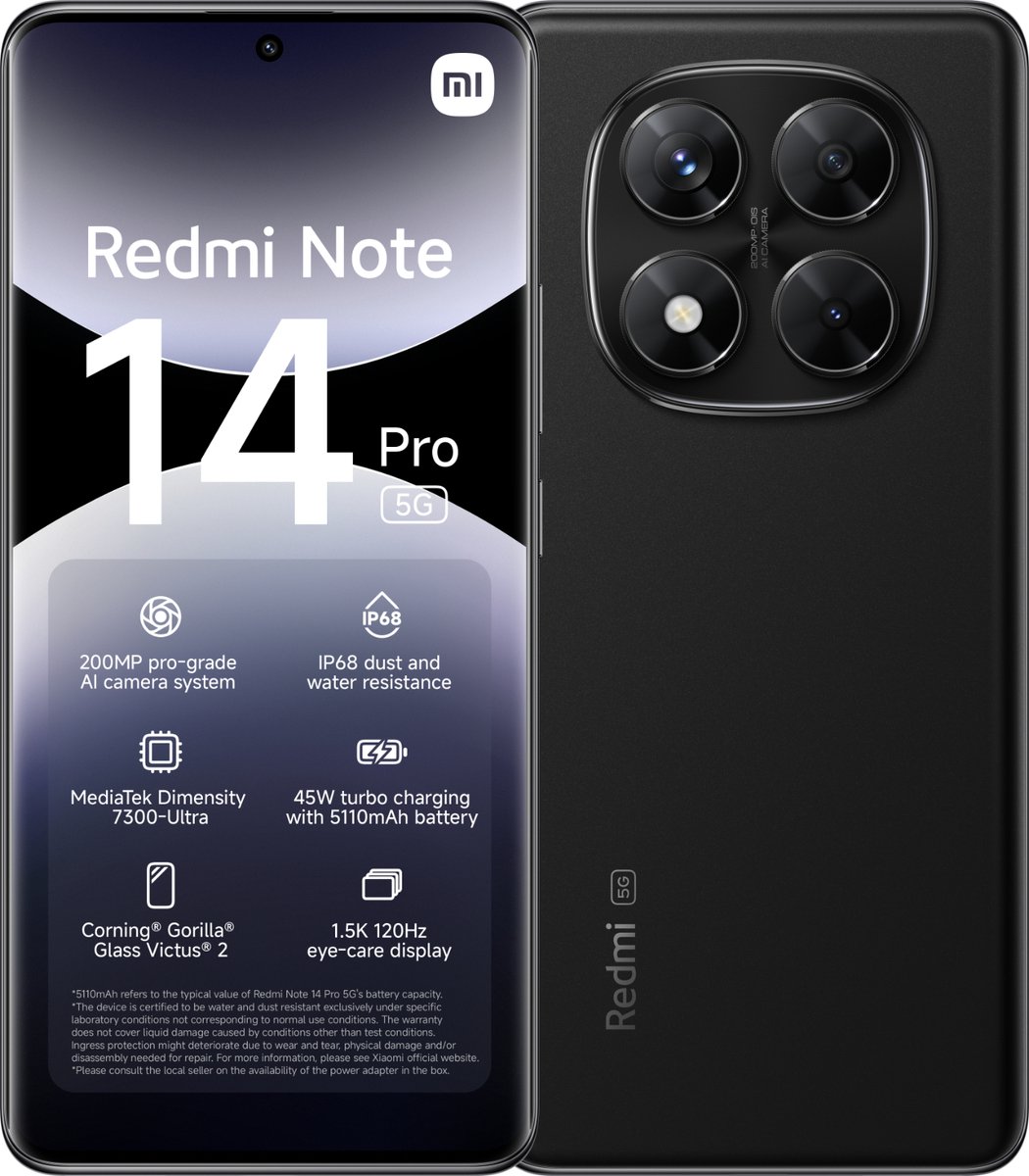 De Xiaomi Redmi Note 14 Pro 8GB 256GB Midnight Zwart in één oogopslag