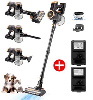 De AG 2-in-1 Steelstofzuiger Draadloos – Inclusief Extra Batterij – 90 min Stofzuigen – Premium Gold – Krachtige Stofzuiger Zonder Zak – Geschikt voor Dierenharen – Compact & Lichtgewicht Kruimeldief in één oogopslag