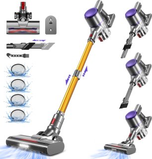 De Elekiatech Steelstofzuiger-35000Pa-300W Steelstofzuiger Draadloos-2200 mAh Accu-50 Minuten-1,5 L Stofbak-voor Tapijten en Harde Vloere in één oogopslag