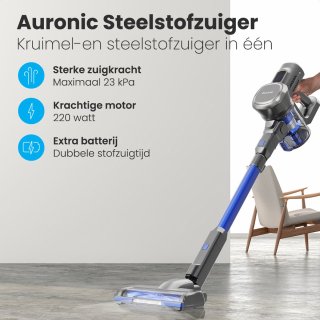 Auronic Steelstofzuiger Draadloos 220W Grijs/Blauw