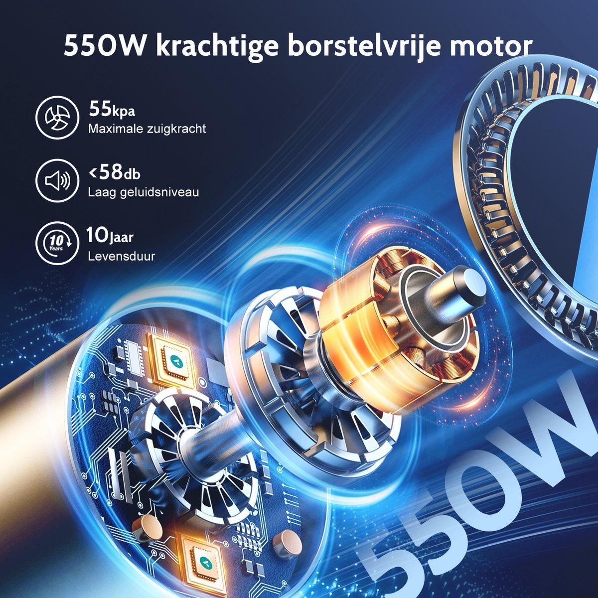 Wat vinden we goed aan de Elekiatech Steelstofzuiger Paars 550W 60000Pa 2x2200mAh