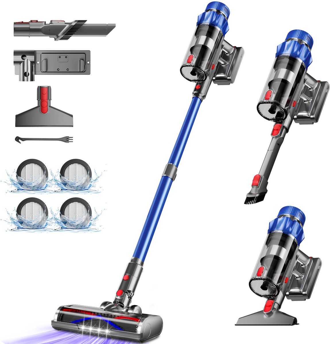 De Hiaonyx Steelstofzuiger Draadloos 650W Blauw in één oogopslag