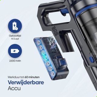 Olvy Steelstofzuiger Draadloos 350W 35Kpa Zonder Zak