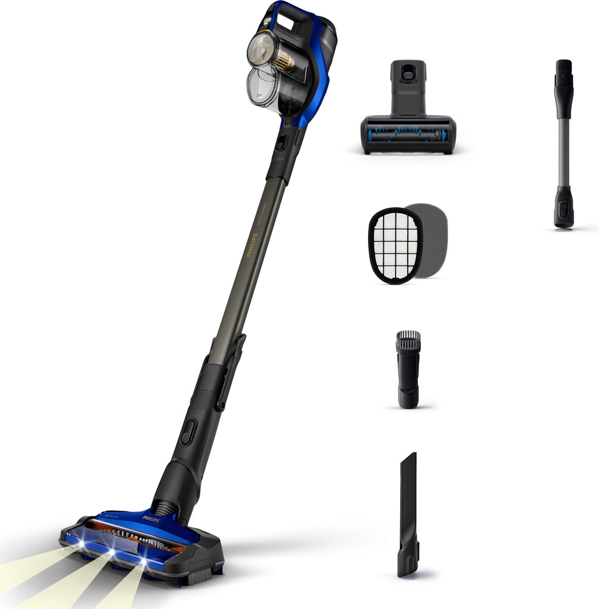De Philips SpeedPro Max XC8049/01 Steelstofzuiger Blauw in één oogopslag