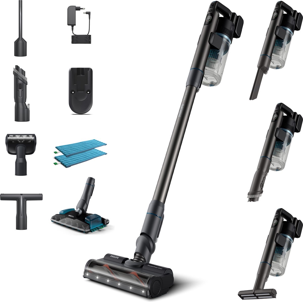 De Philips XC8055/01 Steelstofzuiger Aqua Plus Blauw in één oogopslag