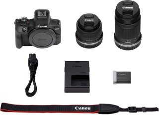 Canon EOS R100 Systeemcamera met RF-S 18-45mm en 55-210mm lenzen