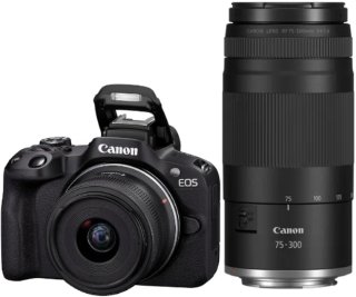 De Canon EOS R50 systeemcamera met RF-S 18-45mm en RF 75-300mm in één oogopslag
