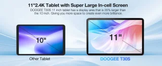 Doogee T30s Touchscreen-tablet 11 Pouces 2,4k 7,6 mm Ultradunne Android 14 16Go Ram + 256Go Rom/TF 1TB 5G WiFi Batterij 8580MAH,Zwart