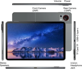 Doogee T30s Touchscreen-tablet 11 Pouces 2,4k 7,6 mm Ultradunne Android 14 16Go Ram + 256Go Rom/TF 1TB 5G WiFi Batterij 8580MAH,Zwart