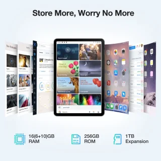 Doogee T30s Touchscreen-tablet 11 Pouces 2,4k 7,6 mm Ultradunne Android 14 16Go Ram + 256Go Rom/TF 1TB 5G WiFi Batterij 8580MAH,Zwart