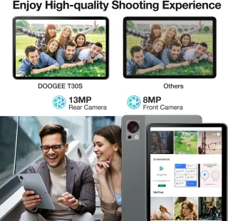 Doogee T30s Touchscreen-tablet 11 Pouces 2,4k 7,6 mm Ultradunne Android 14 16Go Ram + 256Go Rom/TF 1TB 5G WiFi Batterij 8580MAH,Zwart