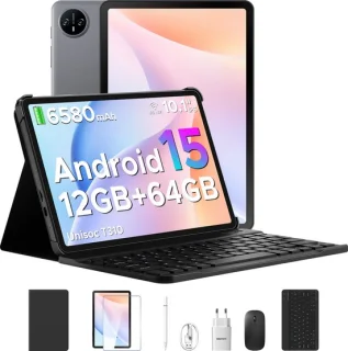 DOOGEE Tablet A9 10,1" Android 15 met toetsenbord en stylus 3 GB + 64 GB Batterij 6580 mAh dubbele luidspreker 5G WiFi HD IPS-scherm,Grijs