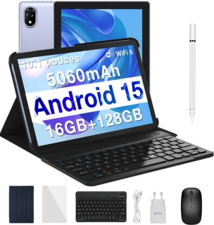 Doogee U10 -tablet met toetsenbord Android Mouse 15 10 "+ IPS HD 4GB RAM+ 128GB ROM (2TB TF) WiFi 6 WideVine L1 Batterij 5060mAh,Paars