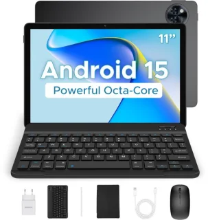 DOOGEE U11 Tablet met toetsenbord Android 15 Tablet Touch 11" 90Hz Ultradunne 7,9 mm Batterij 8580 mAh 16 GB + 128 GB,Grijs