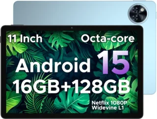 DOOGEE U11 Android-tablet 15 Tablet 11" 90 Hz Touchscreen-tablet 16 GB + 128 GB 8580 mAh Ondersteuning voor Face ID 5G WiFiWidevine L1 - Blauw