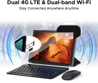 DOOGEE T10W Tablet 10,1" Batterij 8000mAh TUV low blue light-certificering Android 15 Twee simkaarten 9GB RAM + 128GB ROM Face ID,Blauw