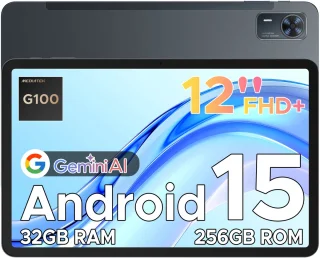 Doogee Tab E3+ Tablete 12 "FHD+ 90Hz Helio G100 Octa-Core Android 15 32Go+ 256Go Carte Sim-batterij 8800mAh 7,6 mm Ultra-Thin,Grijs