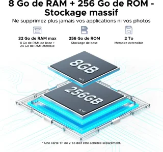 Doogee Tab E3+ Tablete 12 "FHD+ 90Hz Helio G100 Octa-Core Android 15 32Go+ 256Go Carte Sim-batterij 8800mAh 7,6 mm Ultra-Thin,Grijs
