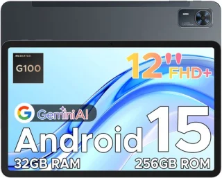 Doogee Tab E3+ Tablete 12 "FHD+ 90Hz Helio G100 Octa-Core Android 15 32Go+ 256Go Carte Sim-batterij 8800mAh 7,6 mm Ultra-Thin,Grijs