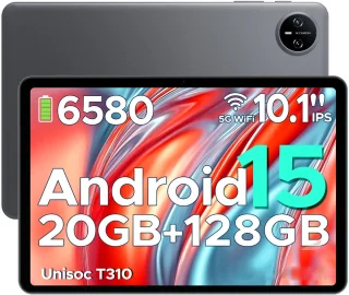 DOOGEE Tab A9 Pro tablette Android 15 4Go+128Go 10,1"HD Battey 6580mAh WiFi2.4GHz/5GHz GMS Face ID BT 5.0 Unisoc T310,Grijs