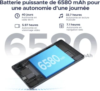 DOOGEE Tab A9 Pro tablette Android 15 4Go+128Go 10,1"HD Battey 6580mAh WiFi2.4GHz/5GHz GMS Face ID BT 5.0 Unisoc T310,Grijs