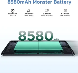 DOOGEE U11 Pro Tablette Android 15,Tablette 11"+90Hz 30Go+256Go Batterie 8580mAh,T7200 13MP Caméra,Tablette Tactile 1080P,Zwart